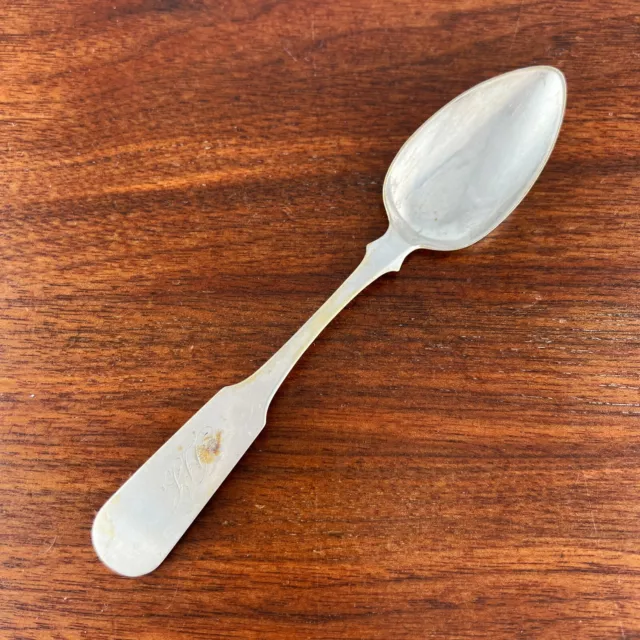 Easton & Sanford Nantucket, Ma American Coin Silver Teaspoon Fiddleback 1830-38