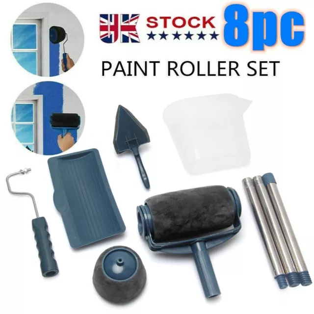 Paint Runner Pro Roller 8Pcs Brush Set Room Painting Wall Handle Decorating