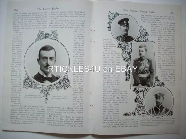 1905 Lives RUSSIAN Grand Dukes Romanov : #excellent# magazine article ms