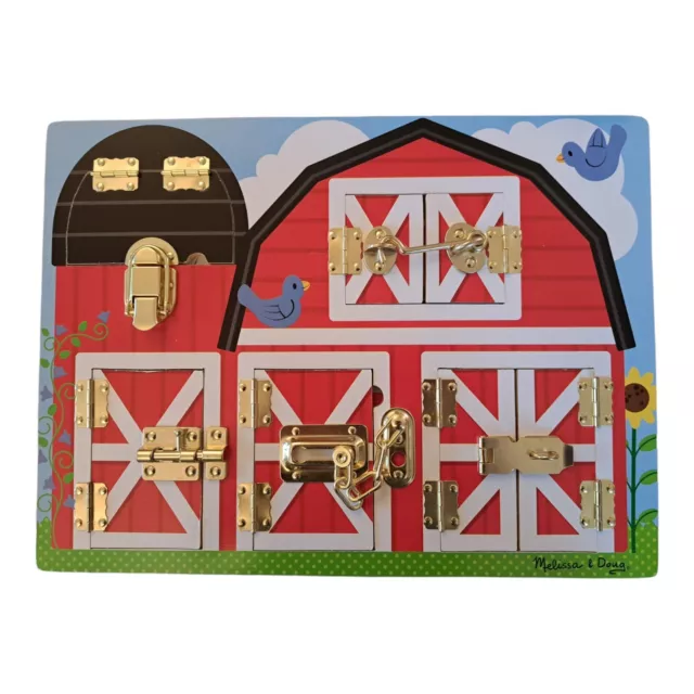Melissa & Doug Latches & Skills Barn Activity Board Handcrafted For Toddlers New