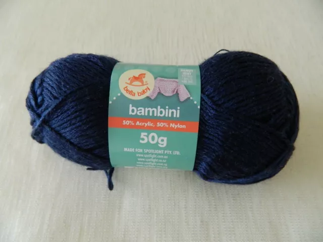 Yarn Bella Baby BAMBINI Acrylic Nylon Baby Yarns Navy Blue 50g