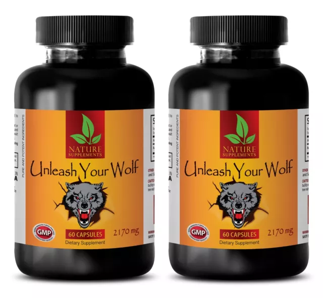 libido increase - UNLEASH YOUR WOLF - maca root - 2 Bottles (120 Capsules)