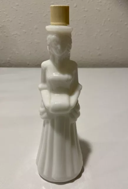 Vintage Avon Victorian Lady White Milk Glass Figurine Unforgettable Bath Empty