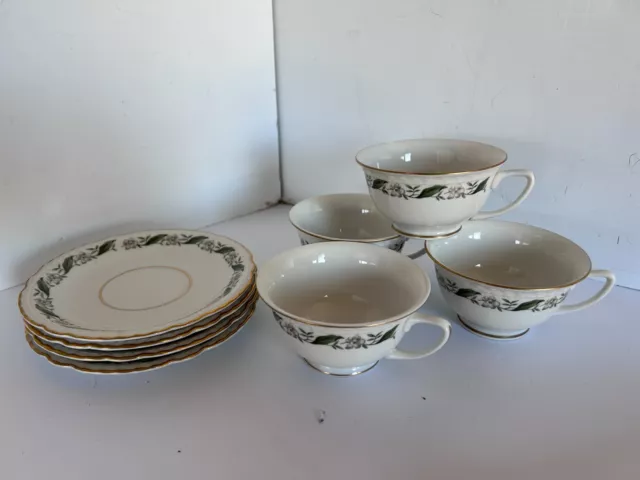 Royal Jackson Magnolia Flower Vogue Fine China Cup Saucer Lot of 4 #1