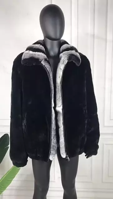 2024 Men farming Rabbit Fur Jacket Thick Laple Coat Zipper Overcoat Outwear
