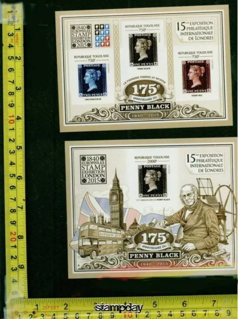 Togo 2015 Stamp On Stamp Penny Black Stamps On Stamps Imperf S11475-3