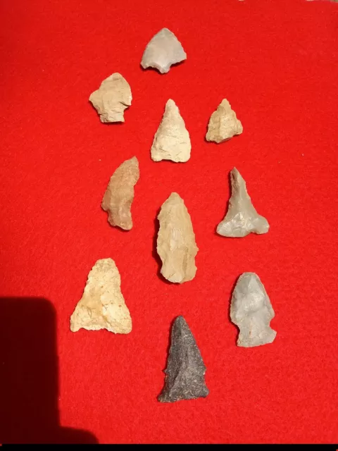 Authentic Native American artifact arrowheads Lot Of 10