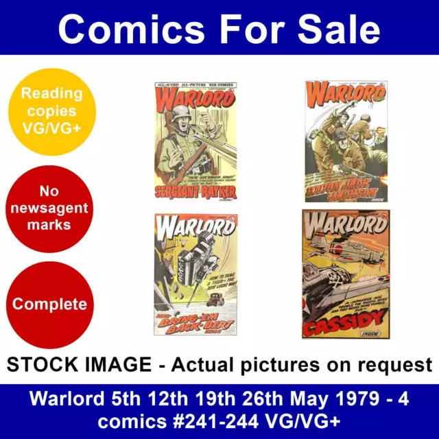 Warlord 5th 12th 19th 26th May 1979 - 4 comics #241-244 VG/VG+