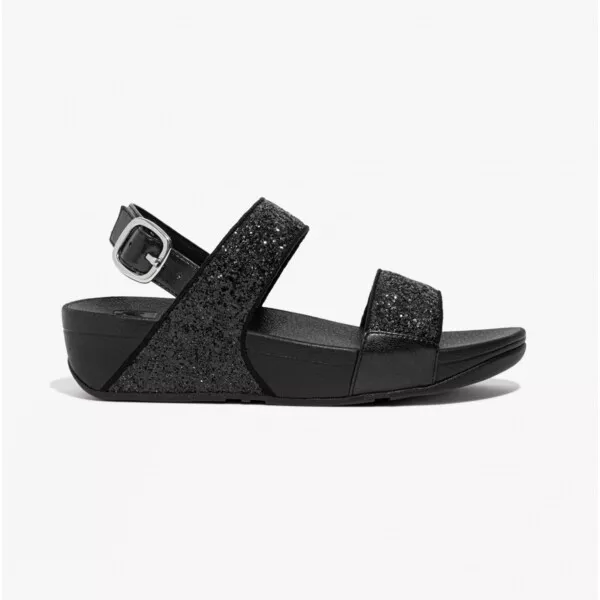 FitFlop LULU GLITTER Ladies Back-Strap Summer Slip On Sandals Black Glitter New