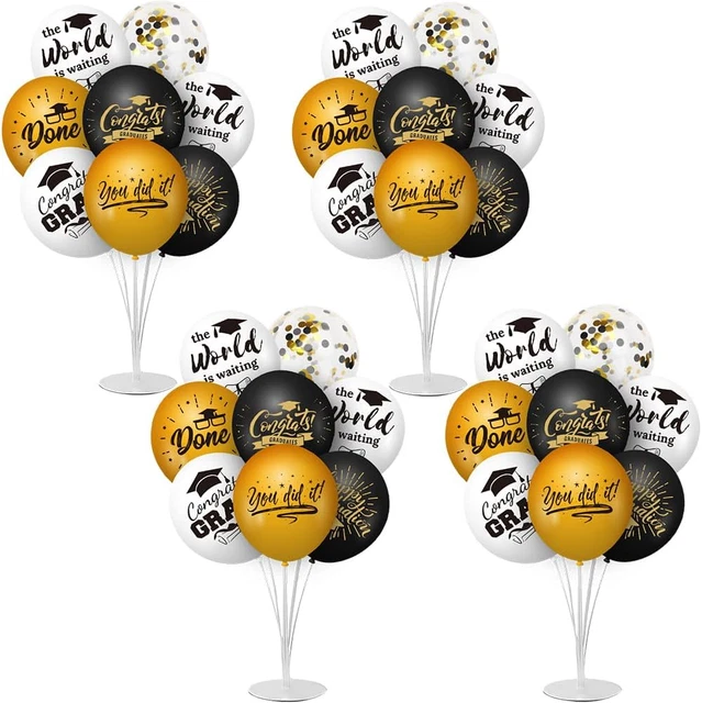 GRADUATION DECORATIONS CLASS of 2024, 4 Sets of Balloon Stands