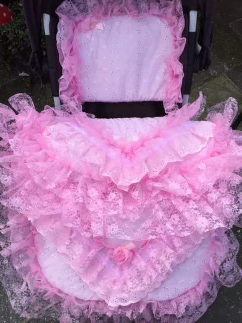 Pink Frilly Pram Cover And Pillow  💕