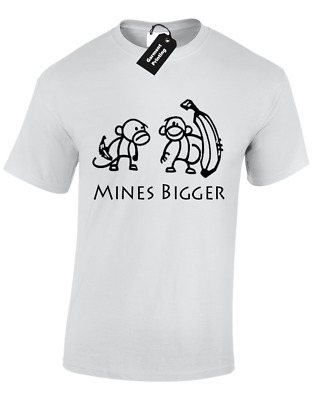 Mines Bigger Mens T Shirt Funny Monkey Design Top Joke S - 5Xl