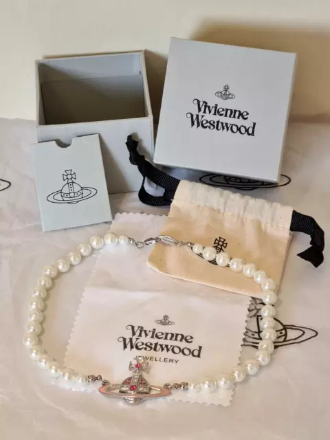 Vivienne Westwood Pearl Choker Necklace Black Pearl Silver Orb Pendant no  box | eBay