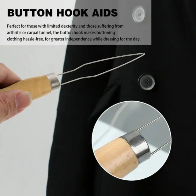 1/2x Button Hook Tool Dressing Aid Tools Zipper Helper For Arthritis G6T1