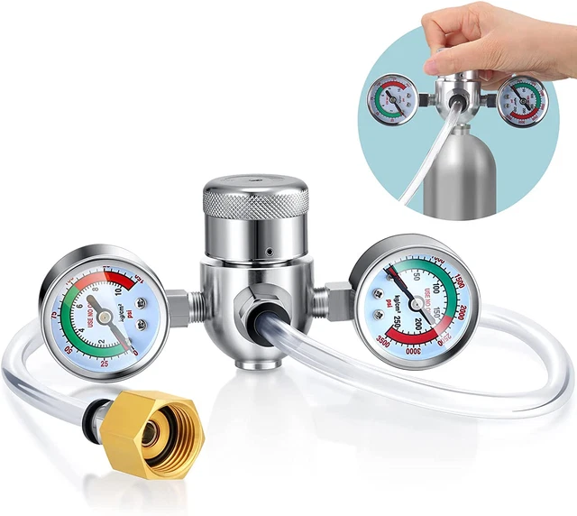 WHIPPED CREAM PRESSURE Regulator Valve with Hose Line and Adapter for