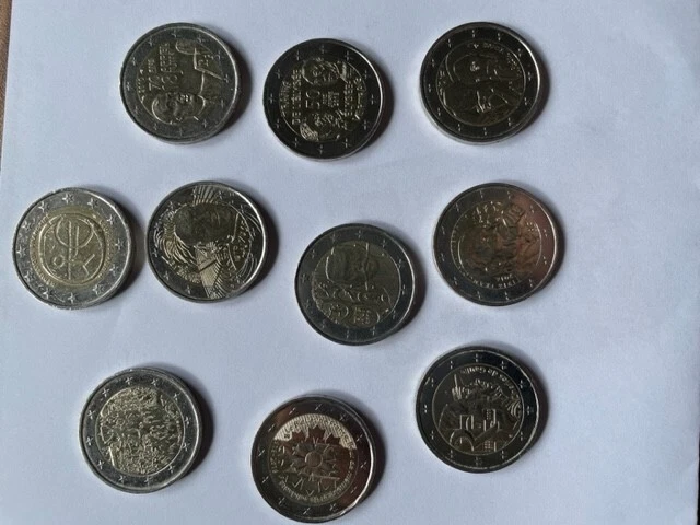 FRANCE  EUROS = Lot 10 PIECES  DE 2 EUROS COMMEMORATIVES DIFFERENTES