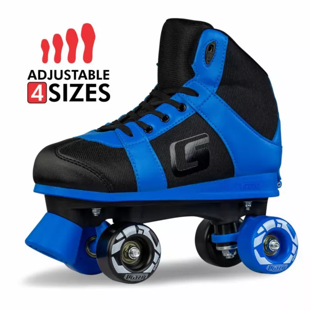 Crazy Skates SK8 Size Adjustable Hi Top Quad Rollerskates Kids Girls Boys Roller