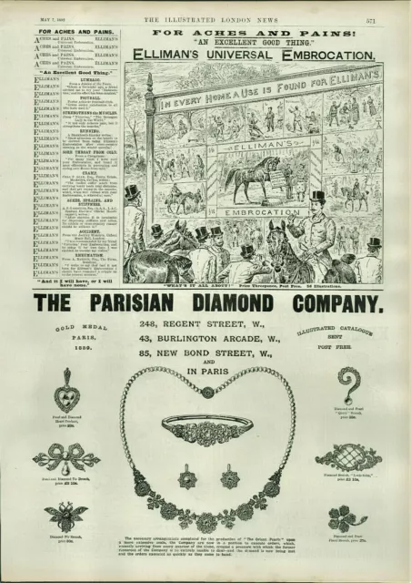 Antique Advertisement Print Ellimans Embrocation & Diamond Co & Keens Mustard