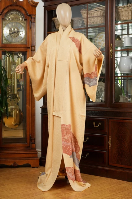 Dear Vanilla Japanese Silk Homongi Kimono Women's Authentic Japan Vintage Mint