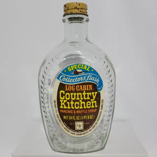 Log Cabin Country Kitchen Syrup Ben Franklin Bicentennial Flask Faux Cork Cap