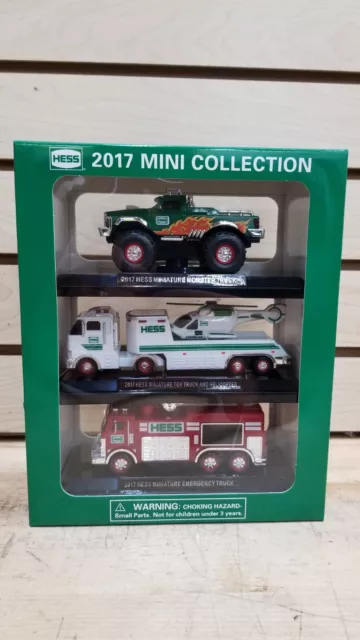 Hess 2017 Mini Collection Set of 3 Monster Truck, Helicopter, Fire Truck NEW!!