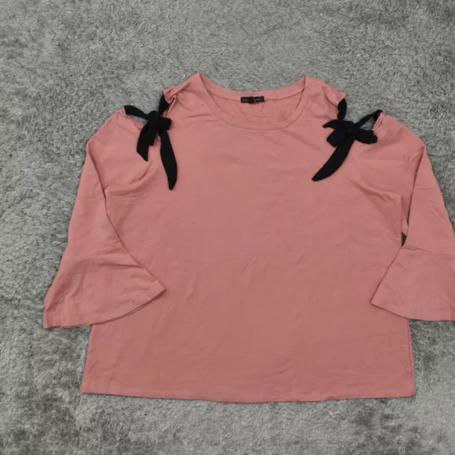 Lane Bryant Women's Size 22/24 Pullover Sweater  Pink Long Sleeve Cotton Crewnec