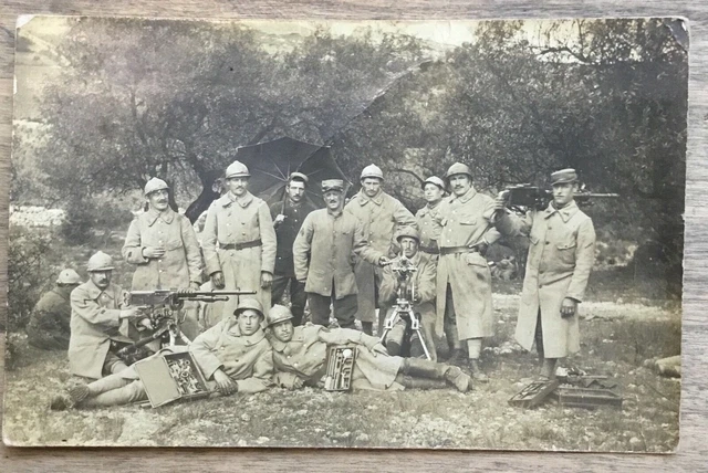Carte photo mitrailleuse guerre 1914-1918 WW1 Poilu Militaire Cpa Photographie