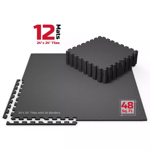 Pro Mat Exercise Mat, 12-Pack Puzzle Mat Foam Floor Tiles for Home Gym Foam Mat,