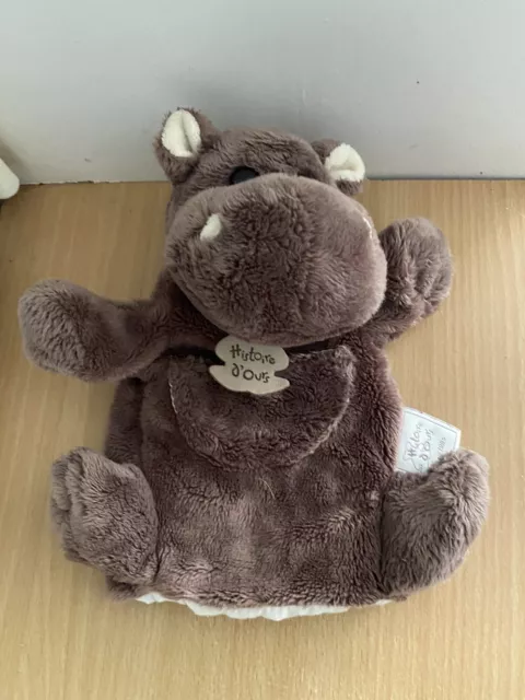 Doudou Marionnette Histoire D'ours Hippopotame Marron