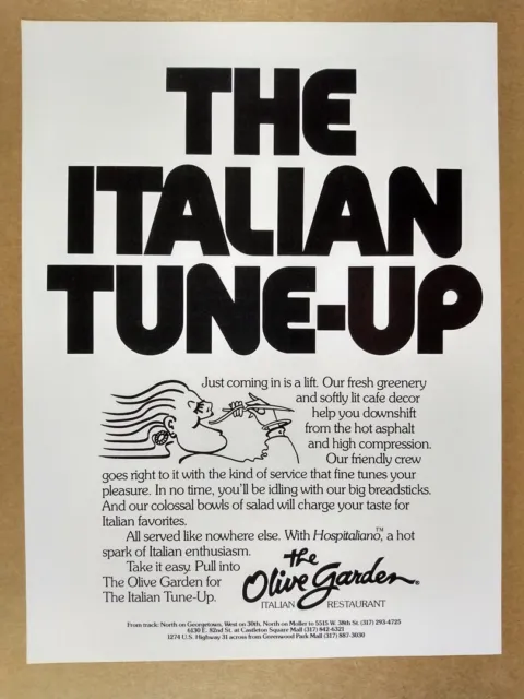 1986 The Olive Garden Italian Restaurant vintage print Ad