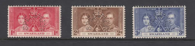 SWAZILAND 1937 CORONATION PERF SPECIMEN SET SG 25-27s-Unmounted mint