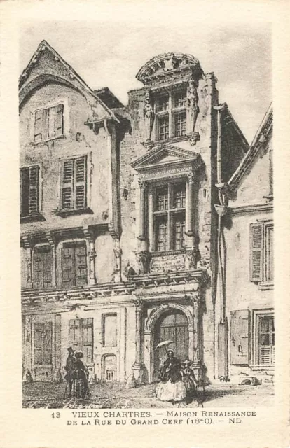 Postcard Maison Renaissance La Rue du Grand Cerf Vieux Chartres France