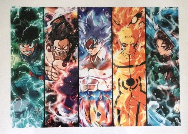 AFFICHE POSTER PLASTIFIÉ MANGAS MULTI PHOTOS HORIZONTAL EUR 6,99