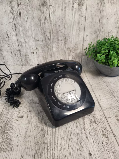 Geemarc Telecom Mayfair Push Button Telephone Black Vintage Retro Landline Phone