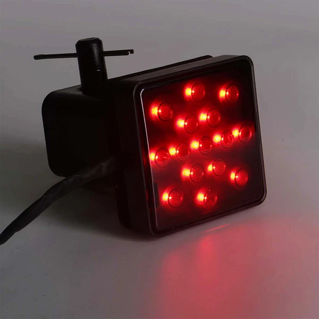 2'' Trailer Truck Hitch Towing Receiver Cover Smoked Lens 15 LED Brake Light US