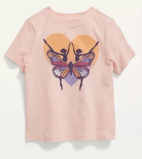 Old Navy Toddler Size 18-24 Month Short Sleeve Tee T-Shirt ~ Ballerina Butterfly