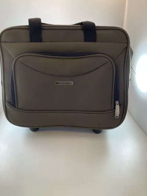 Leisure Rolling Briefcase Carry On Travel Bag Laptop Case Green Canvas Wheels