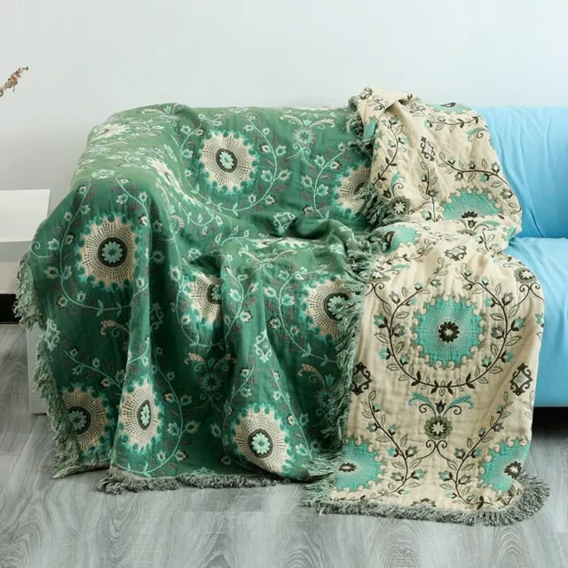 Sofa Blanket Couverture D'été En Mousseline De Coton Fleuri Housse De Canapé-lit