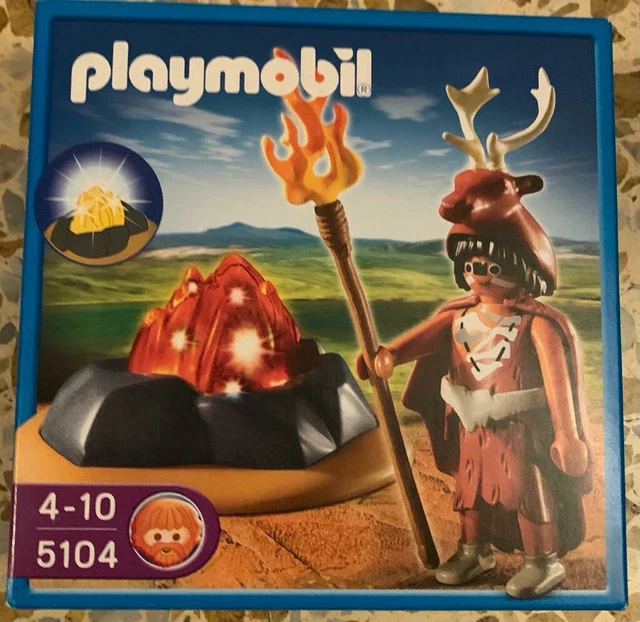 PLAYMOBIL 5104 PREHISTORIA cueva piedra cavernicolas guardian del fuego ...