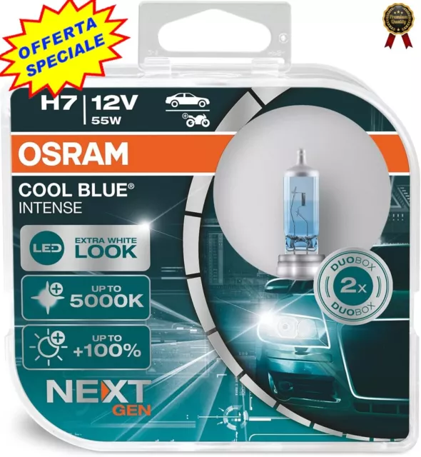 💚2X Osram H7 Kit Lampade Auto 5000K Luce Bianca Look Led Lampadine Fari 12V