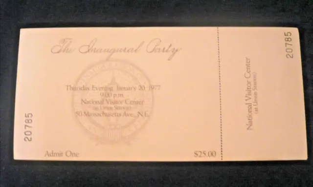 President Jimmy Carter Inaugural Ball Ticket 1977 Carter Inauguration Party