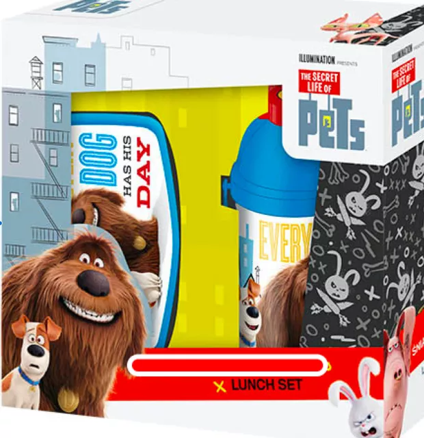 SECRET LIFE OF PETS SET BROTDOSE LUNCHBOX + TRINKFLASCHE FLASCHE HUND KATZE neu