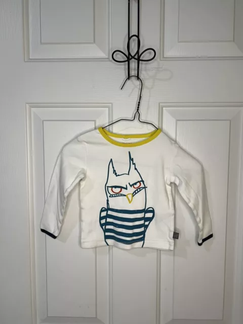 Stella McCartney White  Baby Cotton Owl Print Long Sleeve Tee, 12 M