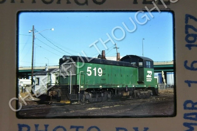 Original '77 Kodachrome Slide BN Burlington Northern 519 NW2 Chicago, IL    24E4