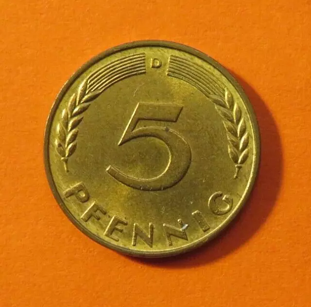 5 Pfennig 1967 D, vorzüglich - Stempelglanz