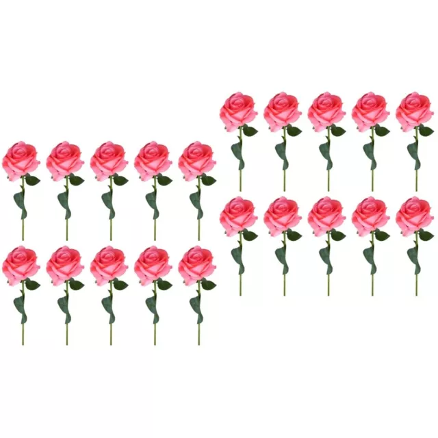 20 pz Bouquet Matrimonio Artificiale Rose Finte con Steli Casa