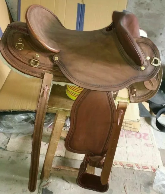 Fully Branded Half breed Australian leather saddle 17"/ Free ship