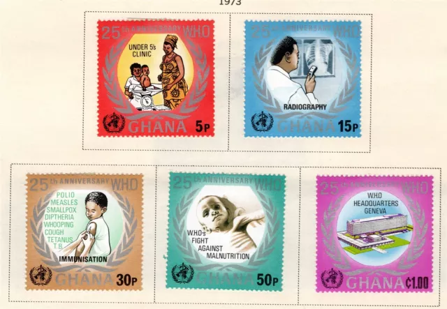 Ghana Stamp Scott #478-483, WHO Anniversary, Set of 5, MLH, SCV$2.25