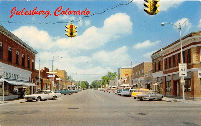 J26/ Julesburg Colorado Postcard Chrome Main Street Stores  315