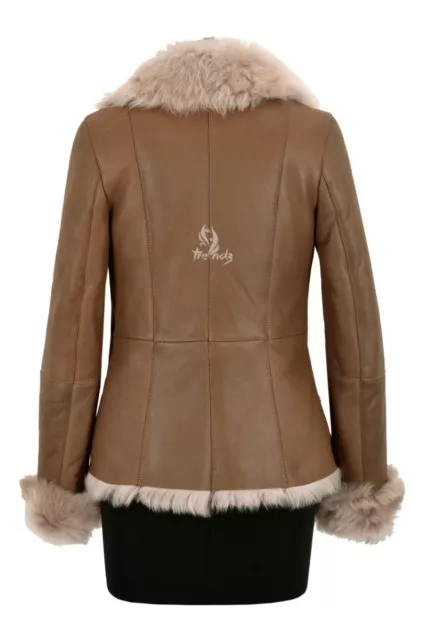 Ladies Toscana Sheepskin Jacket Beige Natural Genuine Designer Winters Jacket 3